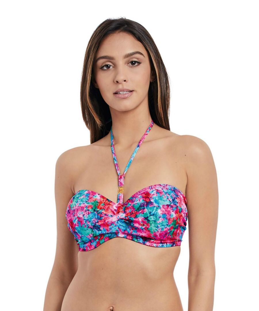 Freya Womens 2941 Mamba Underwired Twist Front Padded Bandeau Bikini Top - Multicolour - Size 36B