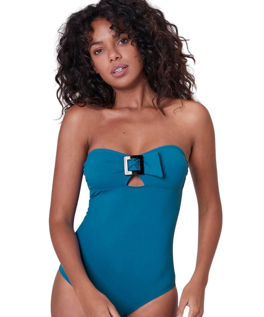 Simone Perele Womens 1DDB15 Loulou Bandeau One-Piece Swimsuit - Blue - Size 8 UK