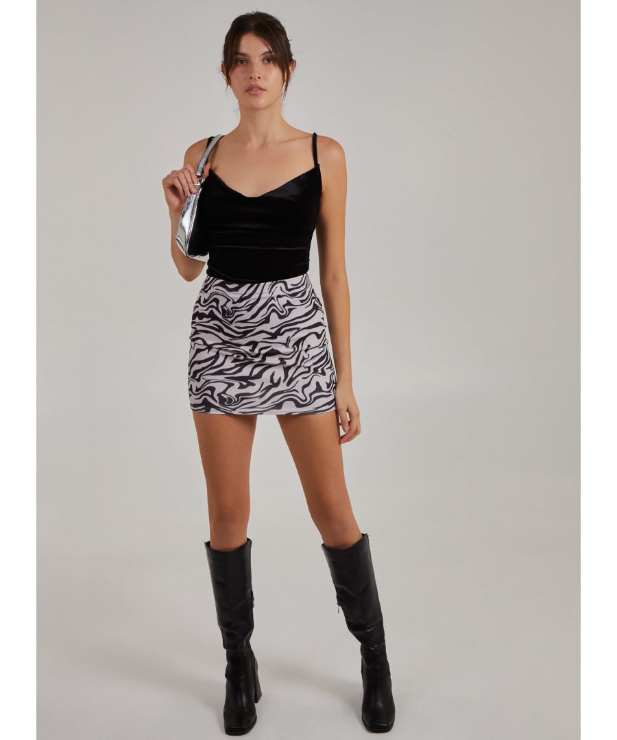 Pink Vanilla Womens Velvet Cowl Neck Bodysuit - Black - Size 12 UK