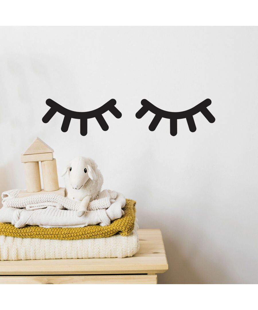 - Add a gorgeous Scandi style to your child's bedroom or nursery with these cute Sleepy Eyes wall stickers! \n- Clean very well the surface you intend to apply the sticker on. This product is easy to apply and easily removable using hair dryer. \n- If applied on wallpaper the sticker will NOT be REMOVABLE. Can be applied on laminated surfaces. \n- Please note that every effort is made to the illustration of our items accurately, however the colour may differ slightly when the product is applied on the mirror (due to the sunlight) and wall colour surfaces but might cause damage when removed.\n- The package contains 1 sheet of 45 x 15 cm containing 2 stickers in total.