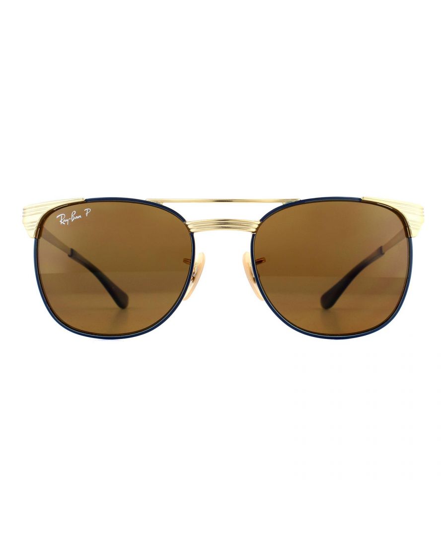 Image for Ray-Ban Junior Sunglasses Signet Junior 9540S 260/83 Gold Blue Brown B-15 Polarized 47mm