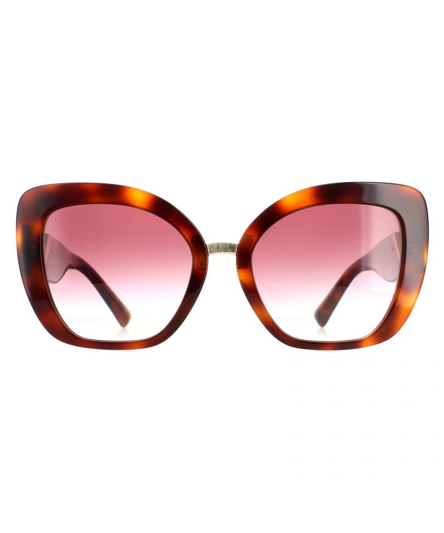 Valentino Cat Eye Womens Light Havana Purple Gradient VA4057  VA4057 are a chic cat eye design crafted from thick acetate with Valentino V embellished temples.