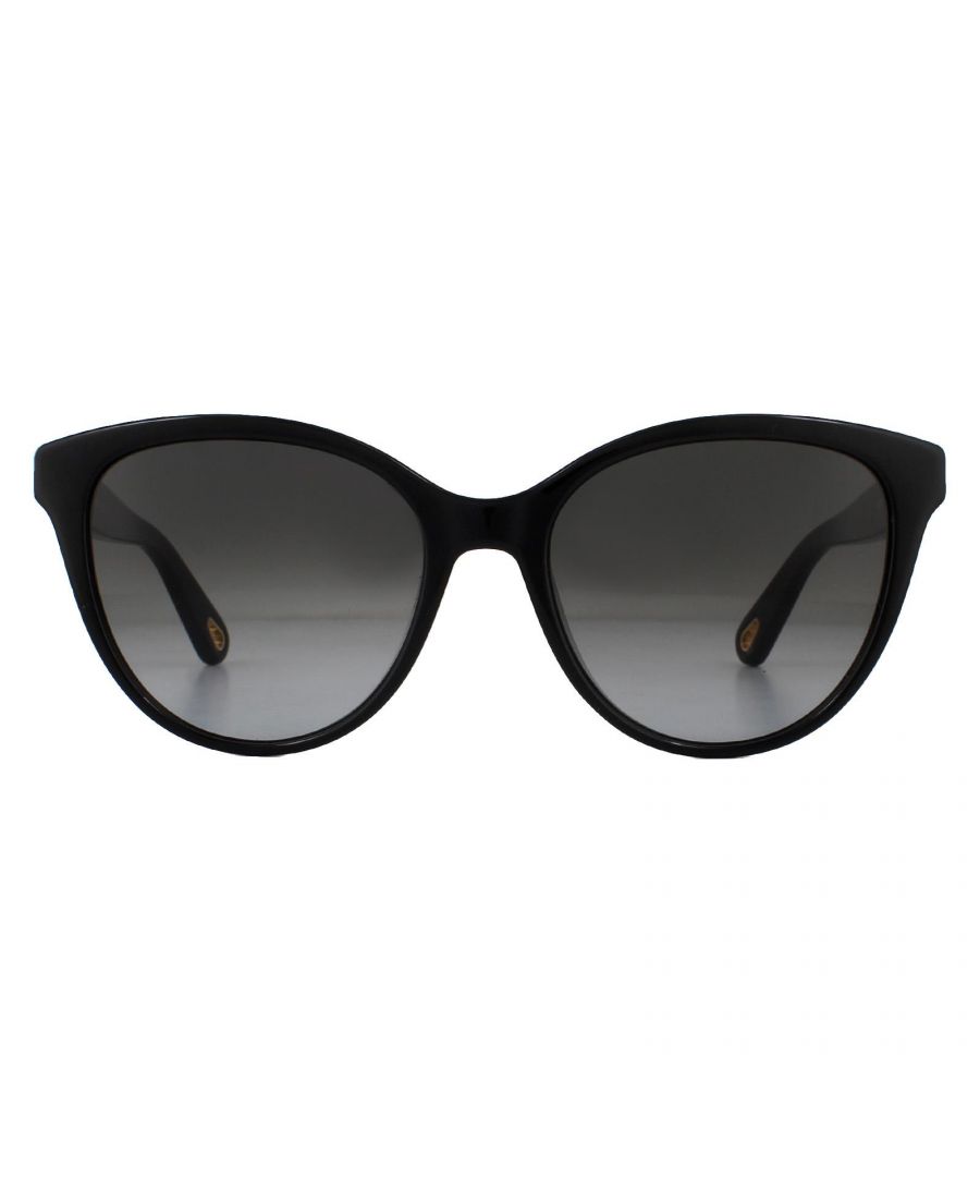 Chloe Sunglasses CE767S 001 Black Gray Gradient are a simple and elegant cat eye style crafted from lightweight acetate finished with the Chloe logo on each temples.