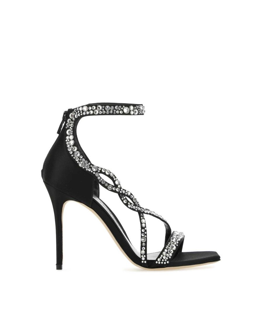 Black satin sandals