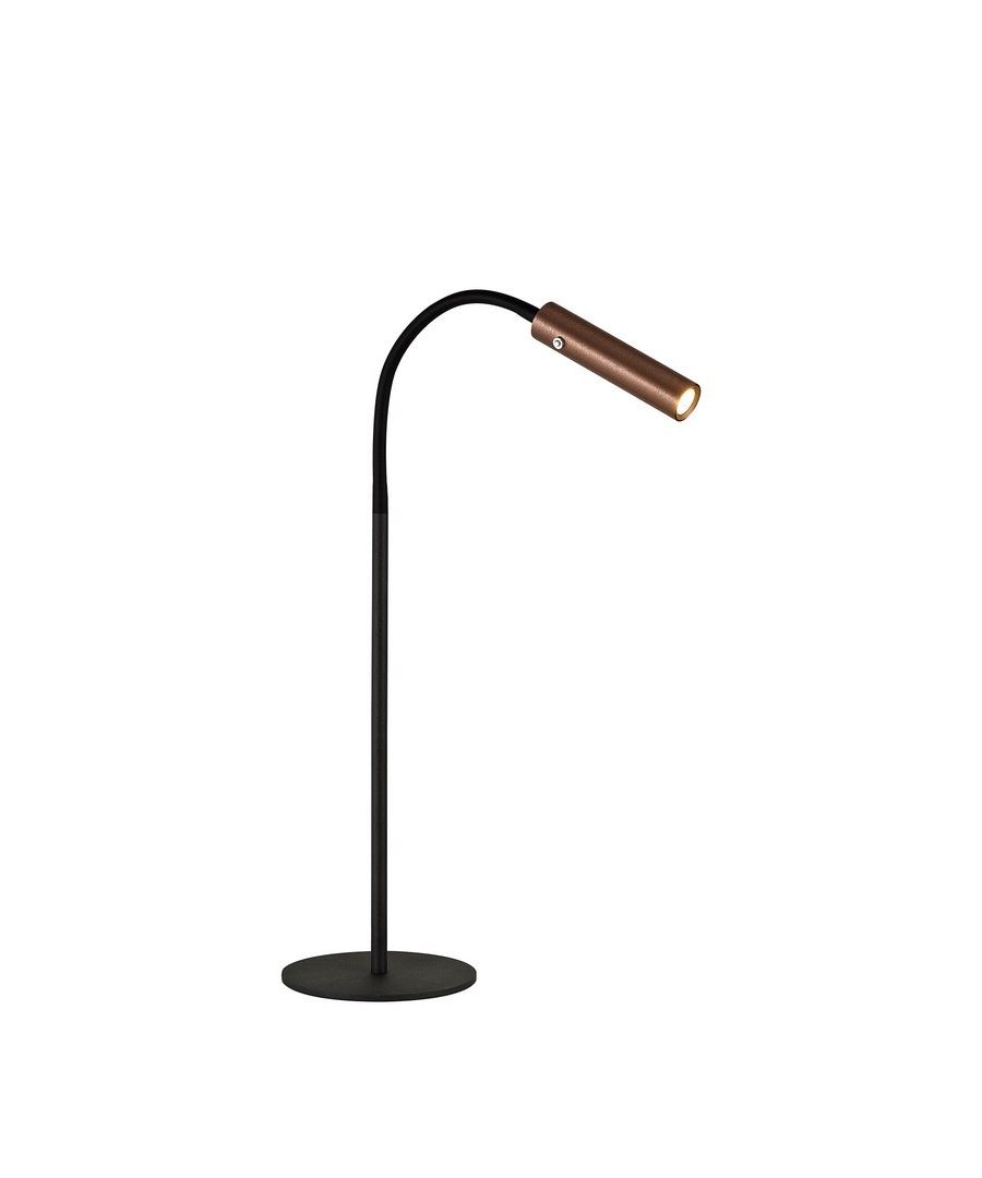 Finish: Black | Shade Finish: Satin Copper | IP Rating: IP20 | Height (cm): 49.0-86.0 | Width (cm): 17.0-53.5 | No. of Lights: 1 | Lamp Type: Integral LED | Kelvin: 3000K Warm White | Lumens: 436lm | Switched: Yes - Touch Dimmer | Dimmable: No | Wattage (max): 7W