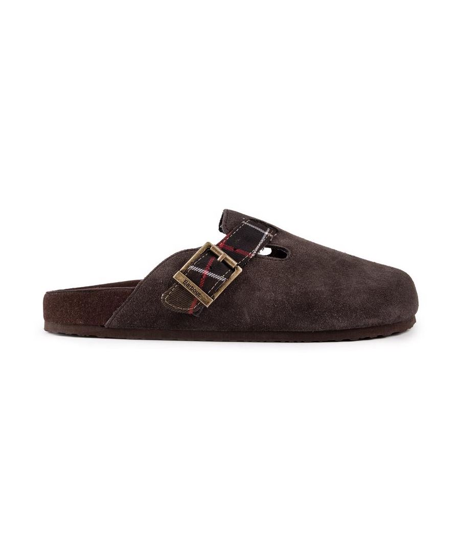 The Barbour Artie Is A Timeless, Sophisticated And Beautifully Crafted Slipper. These Brown Backless Mules Take Inspiration From Popular Barbour Tartan Patterns And Feature An Adjustable Buckle Fastening And Designer Branding. They Have Fine Suede Upper And A Subtle Barbour Logo At The Heel.