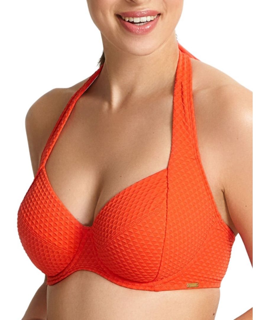 Panache Womens Echo Halterneck Bikini Top - Orange - Size 30DD