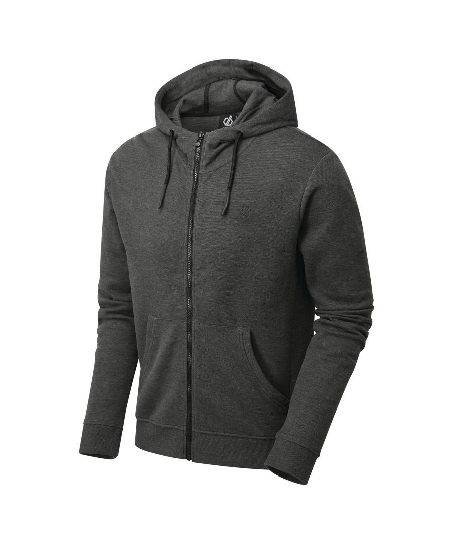 Material: 90% Cotton, 10% Viscose/Rayon. Lightly textured and soft-to-wear hoodie with full length zip, draw-cord hood, ribbed cuffs and hem. 2 lower hand warmer pockets.