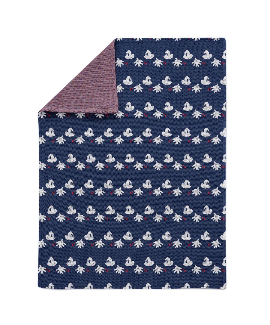 Inspired by illustrations of Mickey Mouse's 1928 debut, our Forever Young collection celebrates the magic of Disney. With an allover print of Mickey's face and hands in tiny on a contrasting colour backdrop, this supersoft jacquard throw gives a timeless appeal thus catering to both young and adult fans alike.\n\nThis is a 100% cotton knit throw thus giving an extremely soft, warm and comfortable feel. The high quality of the design and weaving process makes this throw a stand out choice as a room accent, bed covering, throw blanket or even a wall-hanging.