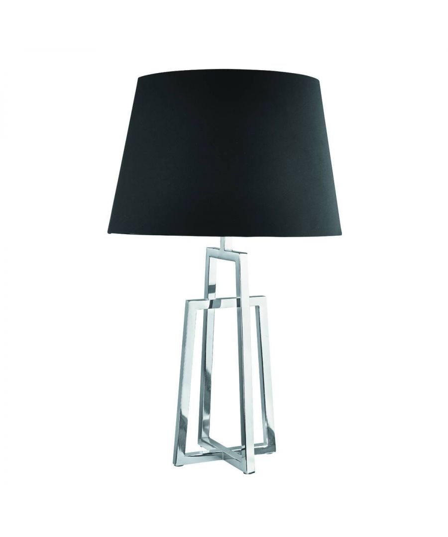 Image for 1 Light Table Lamp Chrome with Black Fabric Shade, E27