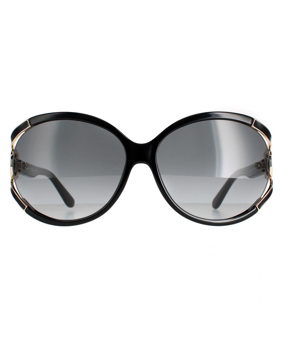 Salvatore Ferragamo Round Womens Black Grey Gradient SF600S  SF600S are a glamorous oversized round style crafted from lightweight acetate. The cut out detailing around the outer edge of the lenses and an integrated nose pad design ensure added comfort.  Ferragamo's branding features on the temples for authenticity.