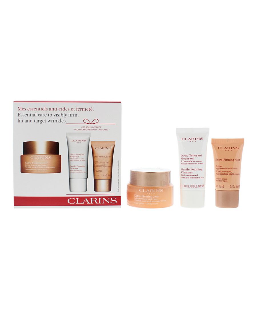 Image for Clarins 3 Piece Gift Set: Extra Firming Day Cream 50ml - Extra Firming Night Cream 15ml - Gentle Foaming Cleanser 30ml