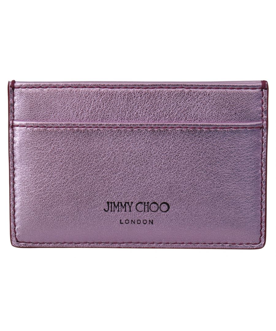 Image for Jimmy Choo Aarna Purple Leather Card Slot Holder