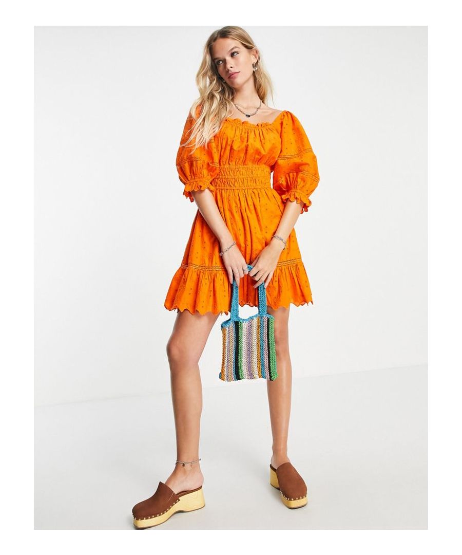 Dress by Topshop Daywear dressing done right Square neck Puff sleeves Shirred, stretch waist Regular fit  Sold By: Asos