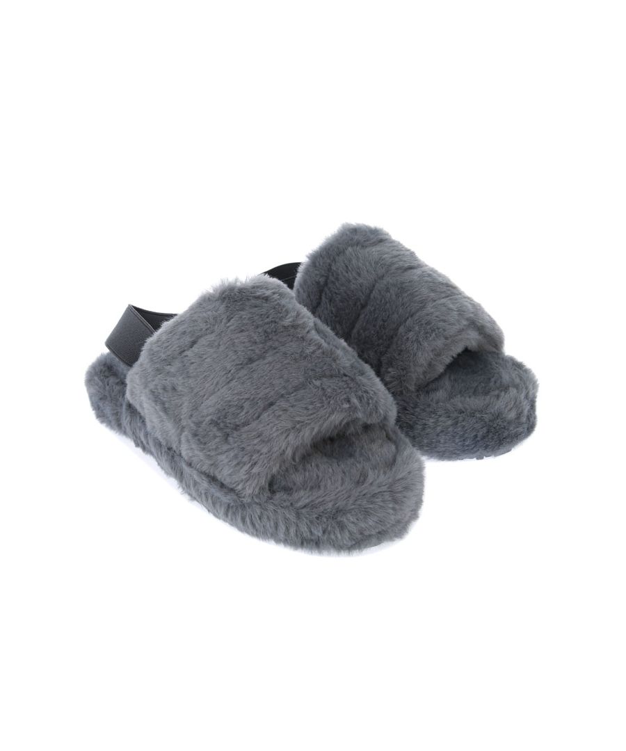 Junior Girls Originals Penguin Fluffy Slipper in grey.- Slip on.- Elastic heel strap.- Plush fleece lining.- Textile Upper  Textile Lining  Synthetic Sole - Ref.: PEN7000Z10J