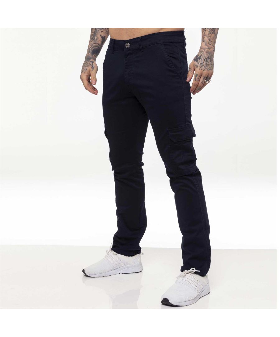These EZ410 Enzo Mens Combat Chinos features 2 front pockets, 2 back pockets, 2 Velcro side pockets and a zip fly fastening. Crafted from 98% Cotton and 2% Lycra, these Slim Fit Chinos are available in Regular leg (32”) only