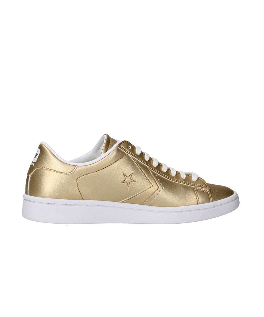 Converse Pro Womens Gold Trainers Leather - Size UK 3.5