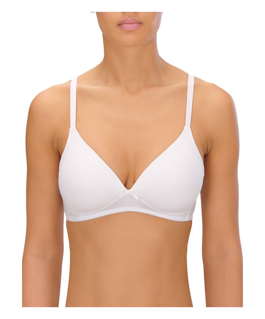 This gorgeous everyday soft cup t-shirt bra with no underwires has lightly padded smooth foam cups so invisible under clothing.   It has fully adjustable straps for the perfect fit and a wide underbust band for more support.