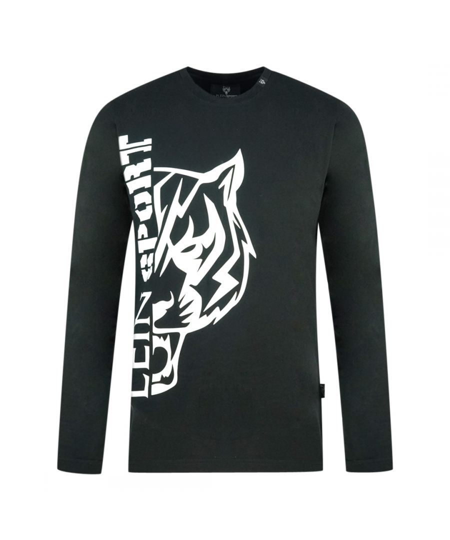 Plein Sport Tiger Side Logo zwart T-shirt met lange mouwen. Philipp Plein sport zwart T-shirt. Normale pasvorm, valt normaal qua maat. Plein Sport-merklogo. 100% katoen. Stijlcode: TIPS1122L 98