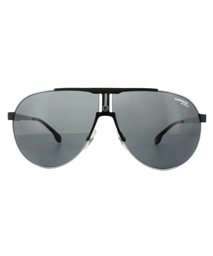 Carrera Aviator Unisex Ruthenium Matt Black Grey Blue Sunglasses Metal - One Size