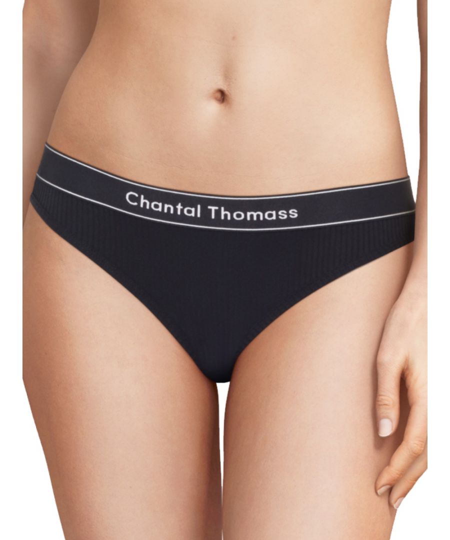 Chantal Thomass 211 Honoré Brief. Ribbed knit with a microfibre lining. Product is made of 92% Nylon, 8% Elastane and is hand-wash only.