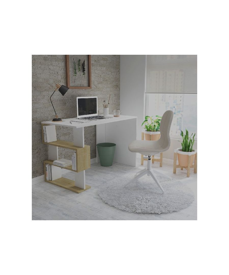 This modern and functional desk is the perfect solution to make your work more comfortable. Suitable for supporting all PCs and printers. Thanks to its design it is ideal for both home and office. Mounting kit included, easy to clean and easy to assemble. Color: White, Oak | Product Dimensions: W120xD60xH75 cm | Material: Melamine Chipboard | Product Weight: 21 Kg | Supported Weight: 30 Kg | Packaging Weight: 22 Kg | Number of Boxes: 1 | Packaging Dimensions: 123,6x63,6x5,4 cm.