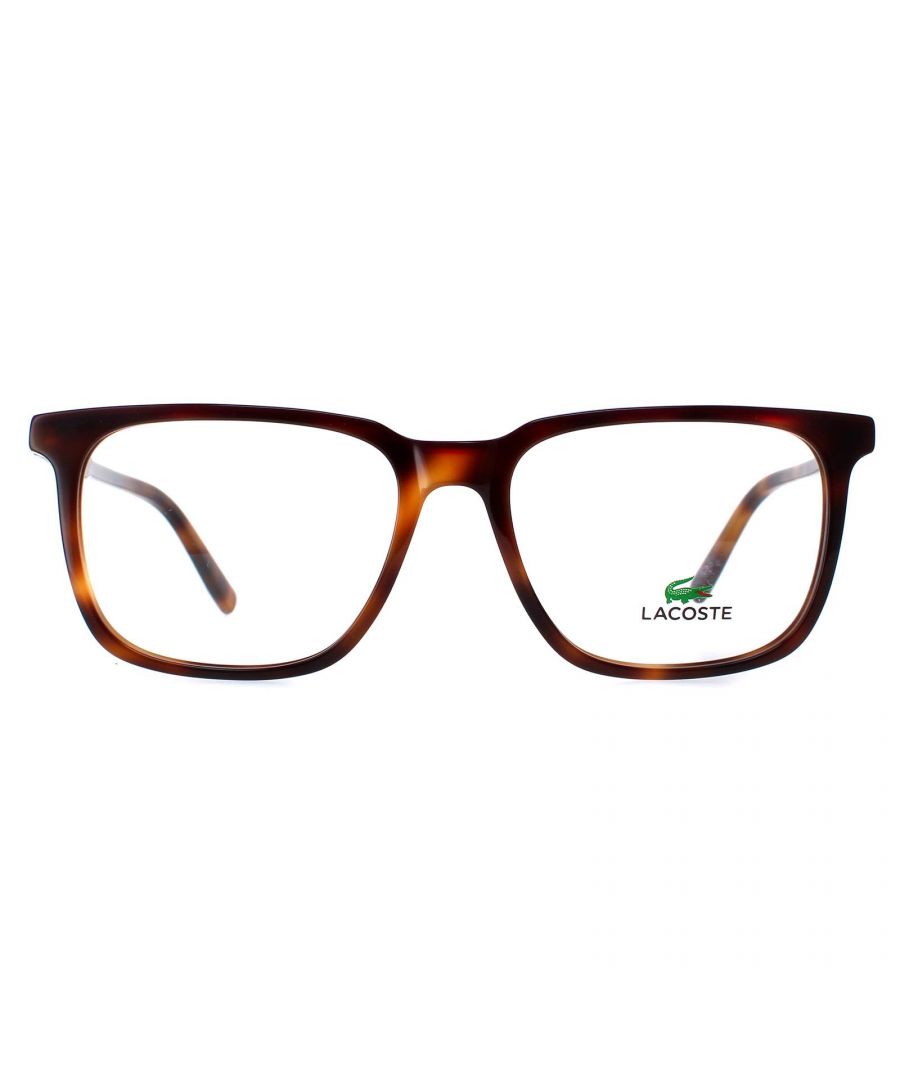 Lacoste Square Unisex Brown Havana Burgundy L2861  Glasses are a stylish and contemporary eyewear option that combines modern square design with high-quality materials to create a sleek and sophisticated look. The frames are made of lightweight plastic and the Lacoste branding on the temples adds a touch of sophistication.