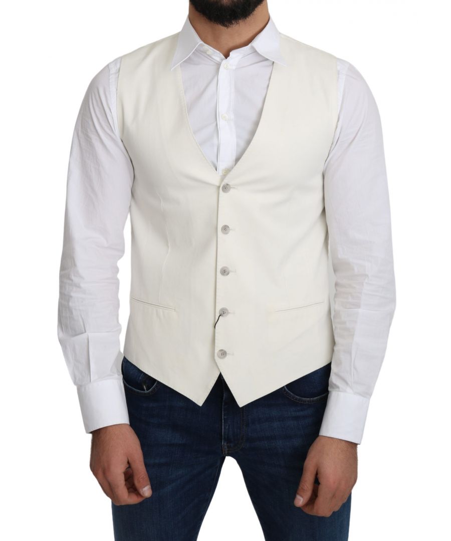Image for Dolce & Gabbana Off-White Cotton Silk Formal Coat Vest