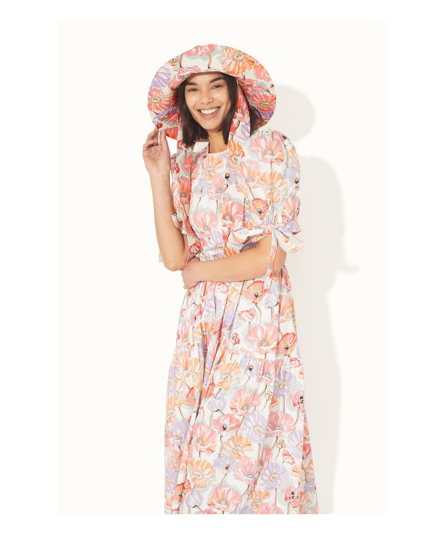 Cotton Sun Hat - Summer Poppy - Midscale Pink/Cream