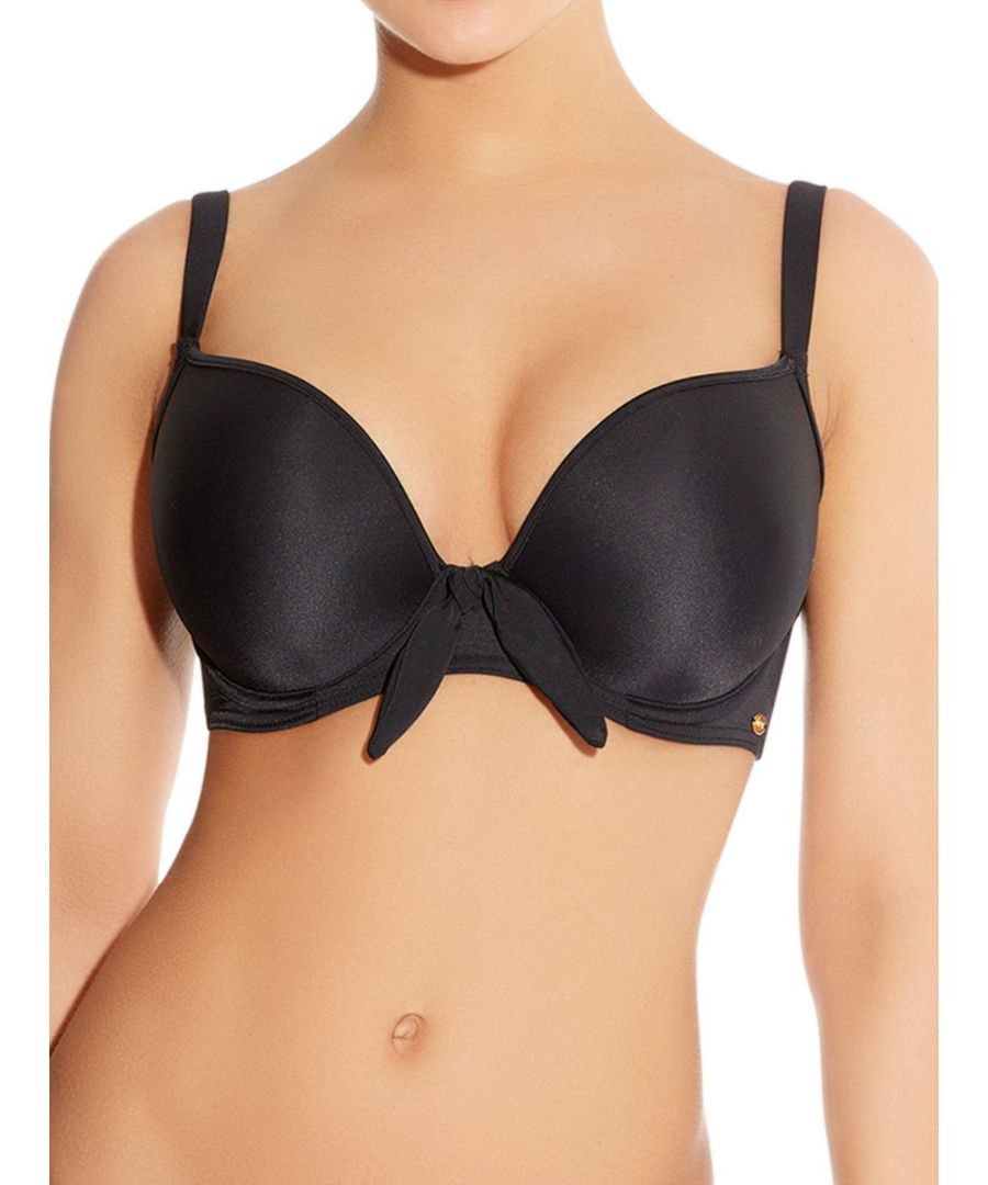 Freya Womens Deco Swim Moulded Bikini Top Black Nylon - Size 32B