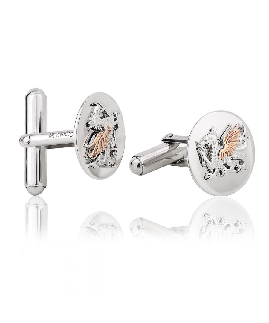 Image for Welsh Dragon Silver Circle Cufflinks