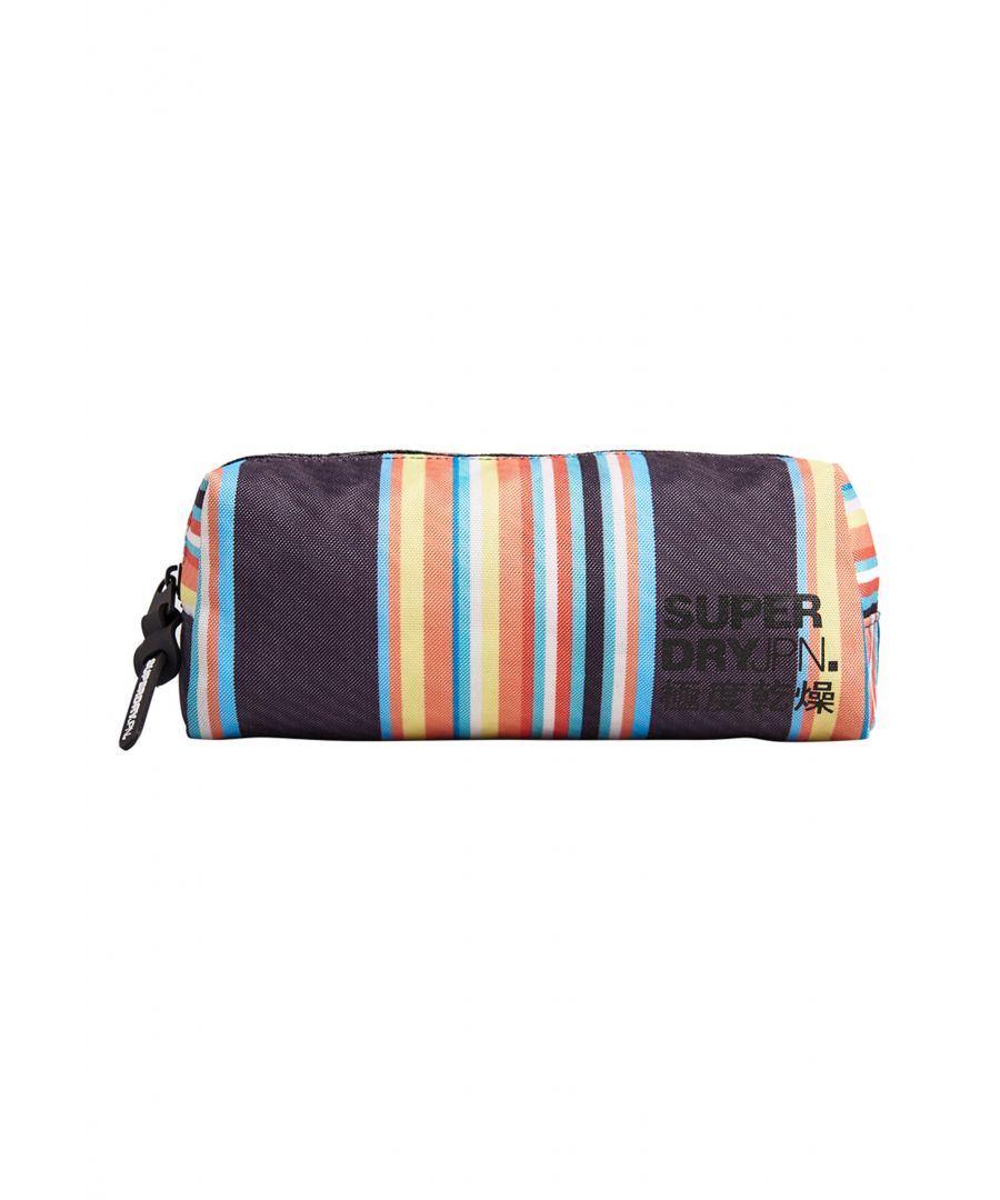 Superdry men's Classic pencil case. This classic pencil case features a zipped main compartment - plenty of room for storing all your stationery supplies. Completed with an iconic Superdry logo on the front and Superdry graphic on the zip pull.H 12cm x L 23cm x D 10cmAll over stripe print
