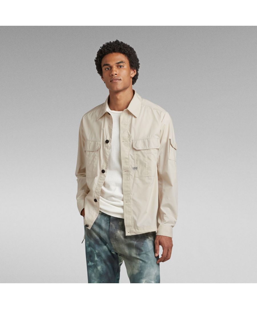 G Star Raw Mens G-Star RAW 2-Pocket Relaxed Shirt - Beige Cotton - Size Medium