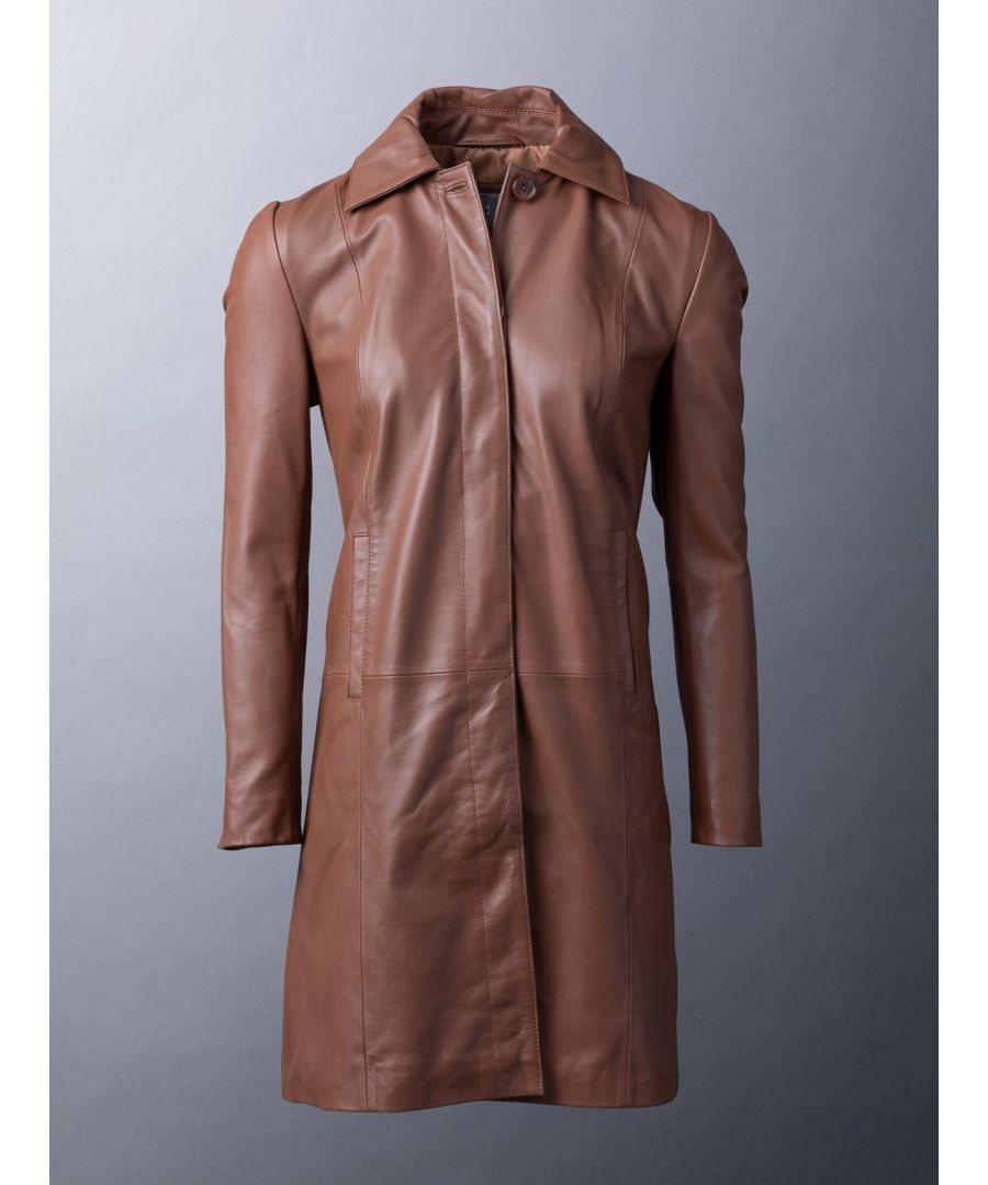 Looks amazing. Feels fantastic. Our Belle leather trench coat is a timeless classic. Lovingly crafted from beautifully soft aniline leather. The intricate cut is accented with classic styling details, slip pockets and a classic fold-down collar. A coat to own for years to come.