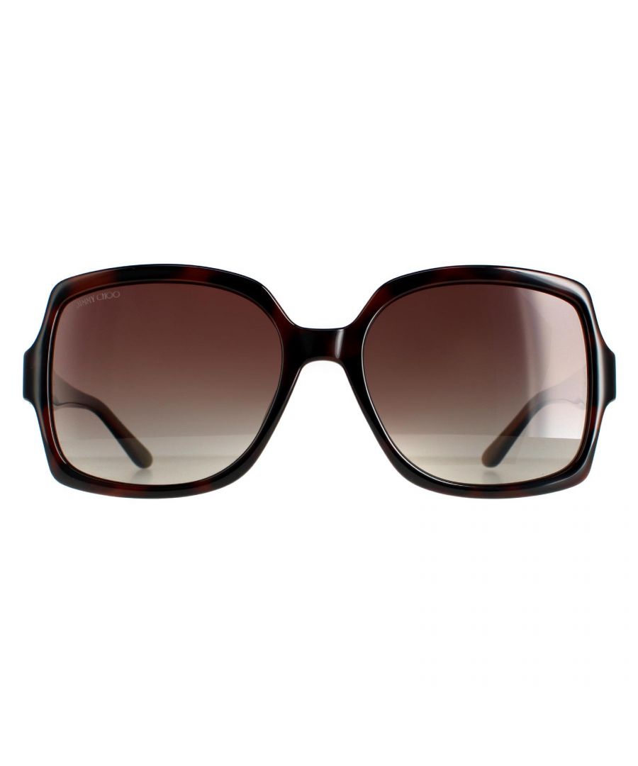 Jimmy Choo Square Womens Dark Tortoise Brown Polarized SAMMI/G/S  Jimmy Choo feature a really lovely Choo emblem on the temples that really gives these classic square shaped acetate sunglasses a luxury edge.