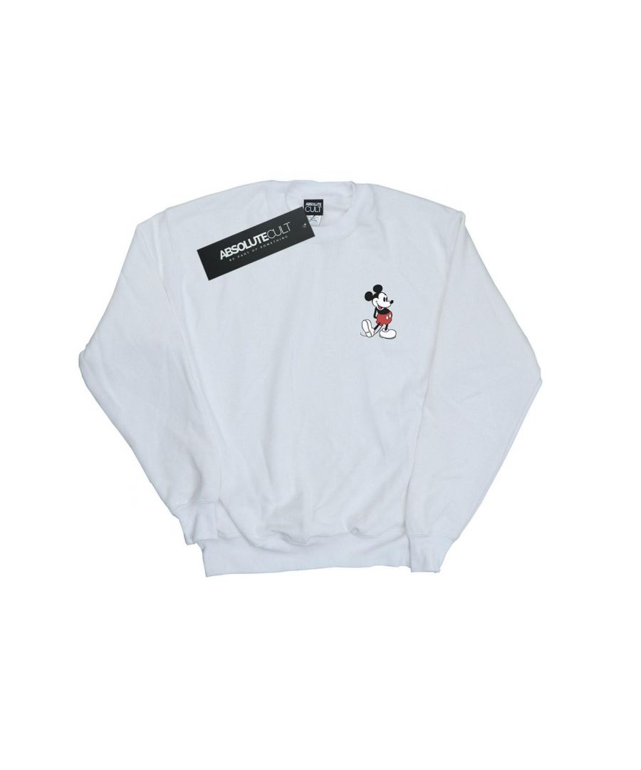 Disney Mens Mickey Mouse Kickin Retro Chest Sweatshirt (White) - Size X-Large