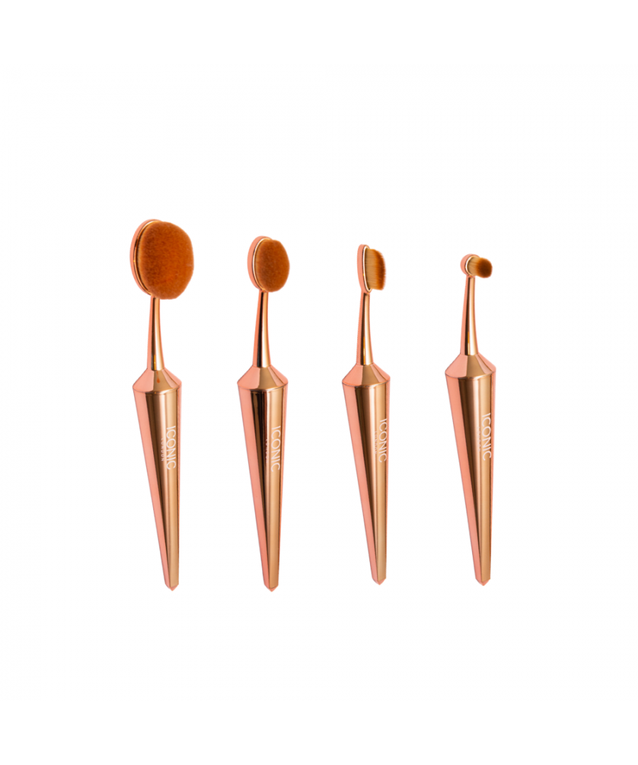 Loved by makeup artists and celebrities alike, Iconic London’s revolutionary vegan EVO brushes guarantee a flawless finish every time. Get insta-glam ready with the EVO brush collection. Precise and controlled, these brushes allow you to contour and define with one stroke and are packed with 250,000 super-soft synthetic fibres. Please note that all of our Iconic Brushes are purchased from a legitimate source. However, this is residual wholesale stock, so therefore the brushes will not be sent in the official Iconic London retail packaging. All brushes are sent in plastic pouches to maintain hygiene standards. Hence the great price. This set includes: 1 x Bronzing/Medium Contour Brush, 1 x Blending Small Contour Brush, 1 x Concealer Contour Brush & 1 x Lips Brush.