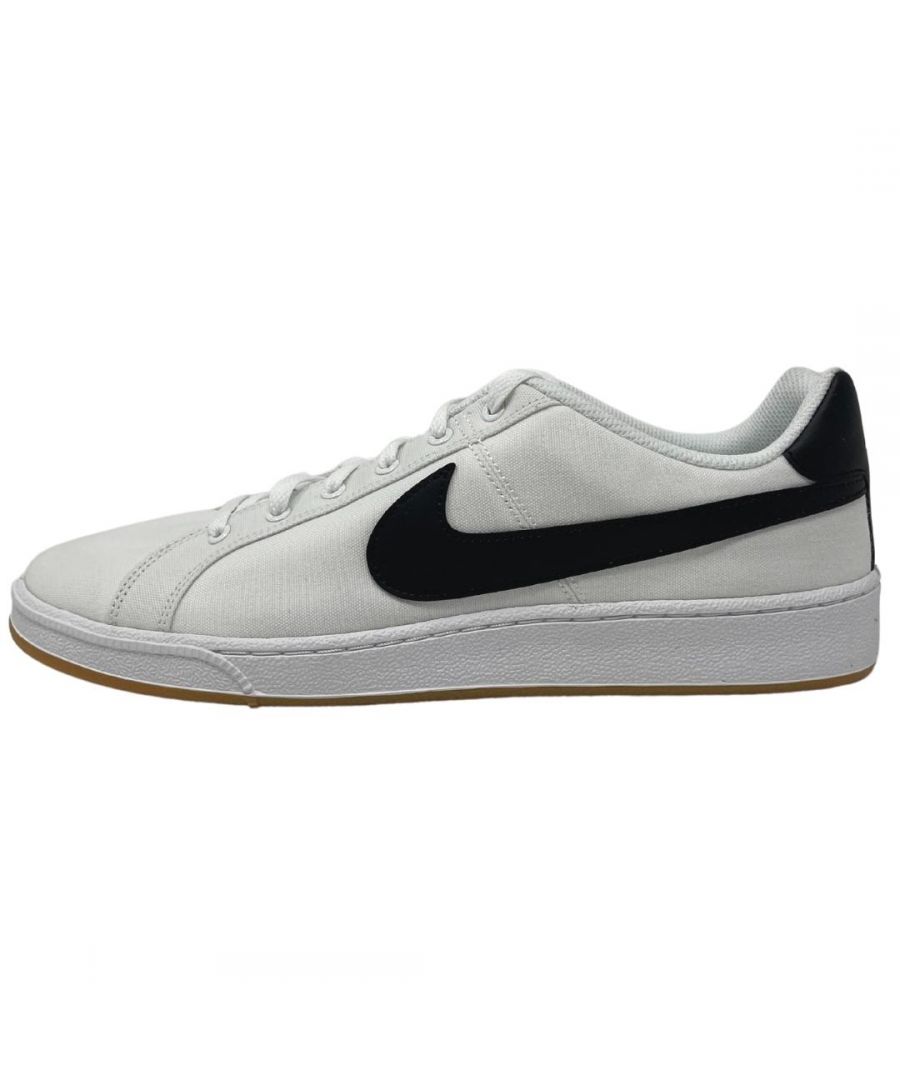Nike Court Royale Canvas AA2156 103 White Trainers. Textile and Other Materials Upper, Synthetic Sole. Style: AA2156 103. Rubber Sole. Lace Fasten Trainers. Branded Badge On Side Of Shoe