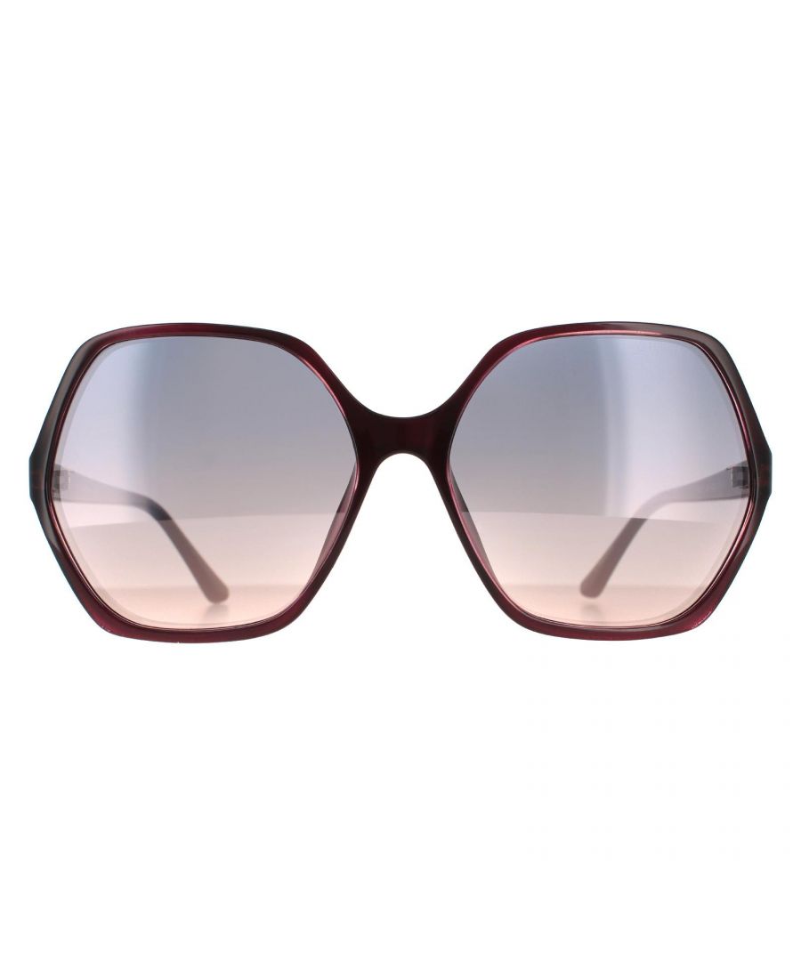 Guess Butterfly Womens Violet Violet Gradient Mirror  Sunglasses GU7747 are an elegant butterfly style crafted from lightweight acetate. Slim temples are embellished with Guess's triangle emblem.