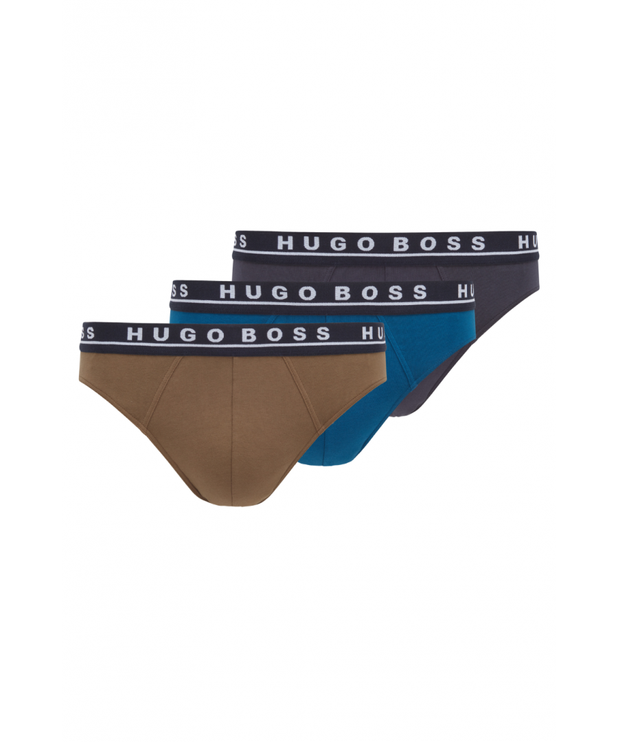 This three pack of classic mini briefs from BOSS are crafted from super soft and breathable stretch cotton. Featuring elasticated waistbands and contrast logo details for a signature finish.Three Pack, Stretch Cotton , Elasticated Waistband, 95% Cotton & 5% Elastane, BOSS Branding.