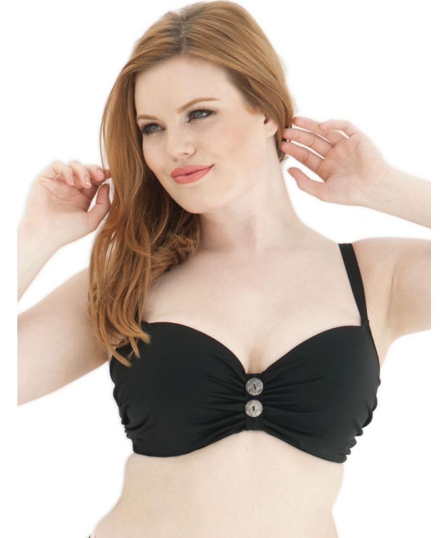 Curvy Kate Womens Luau love Balcony Bikini Top - Black - Size 32D