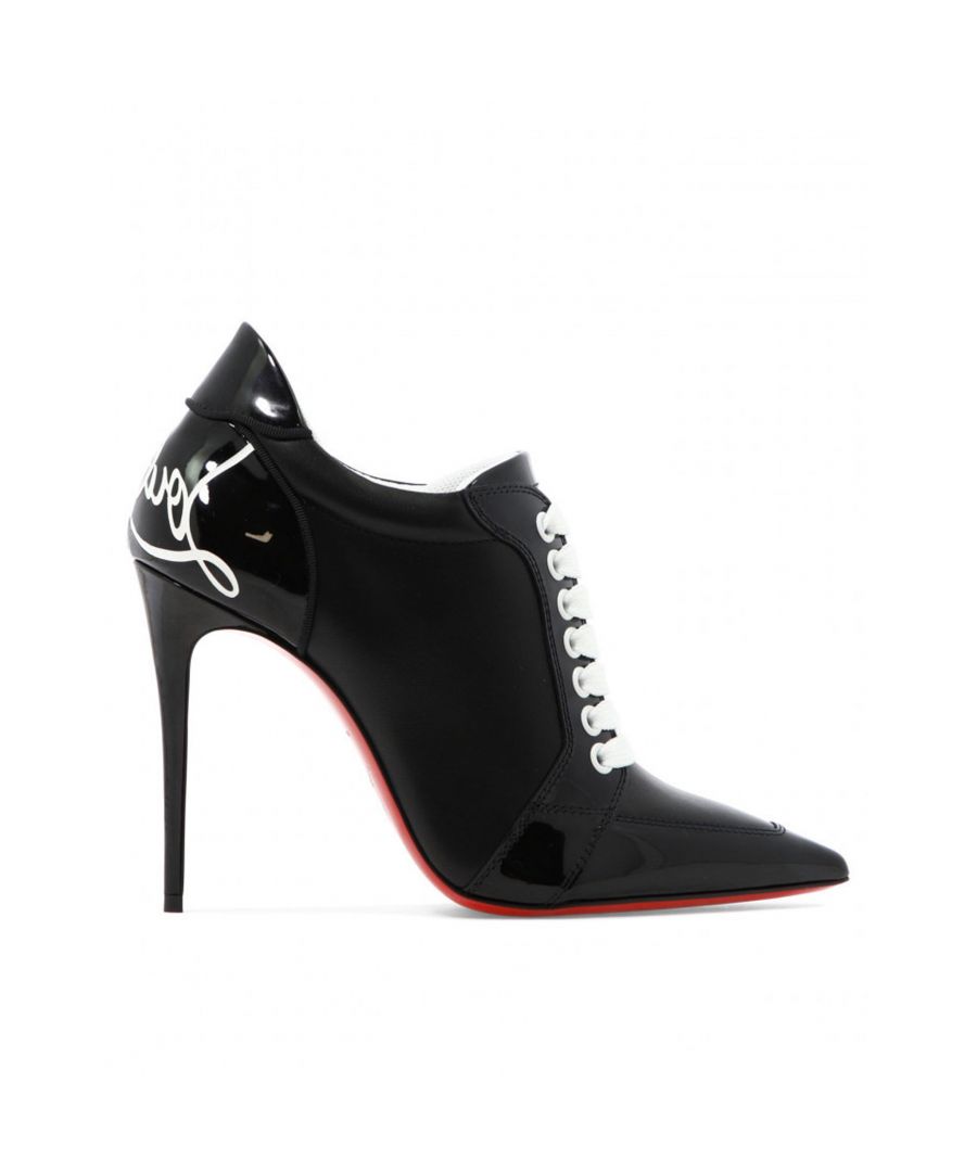 - Composition: 100% calf leather - Patent leather - Pointed toe - Lace up detail - Embossed logo detail - Heel 10 cm / 3,93 in - Made in Italy - MPN 1221143_T166 - Gender: WOMEN - Code: SHO LD 2 PM 30 O35 W2 T