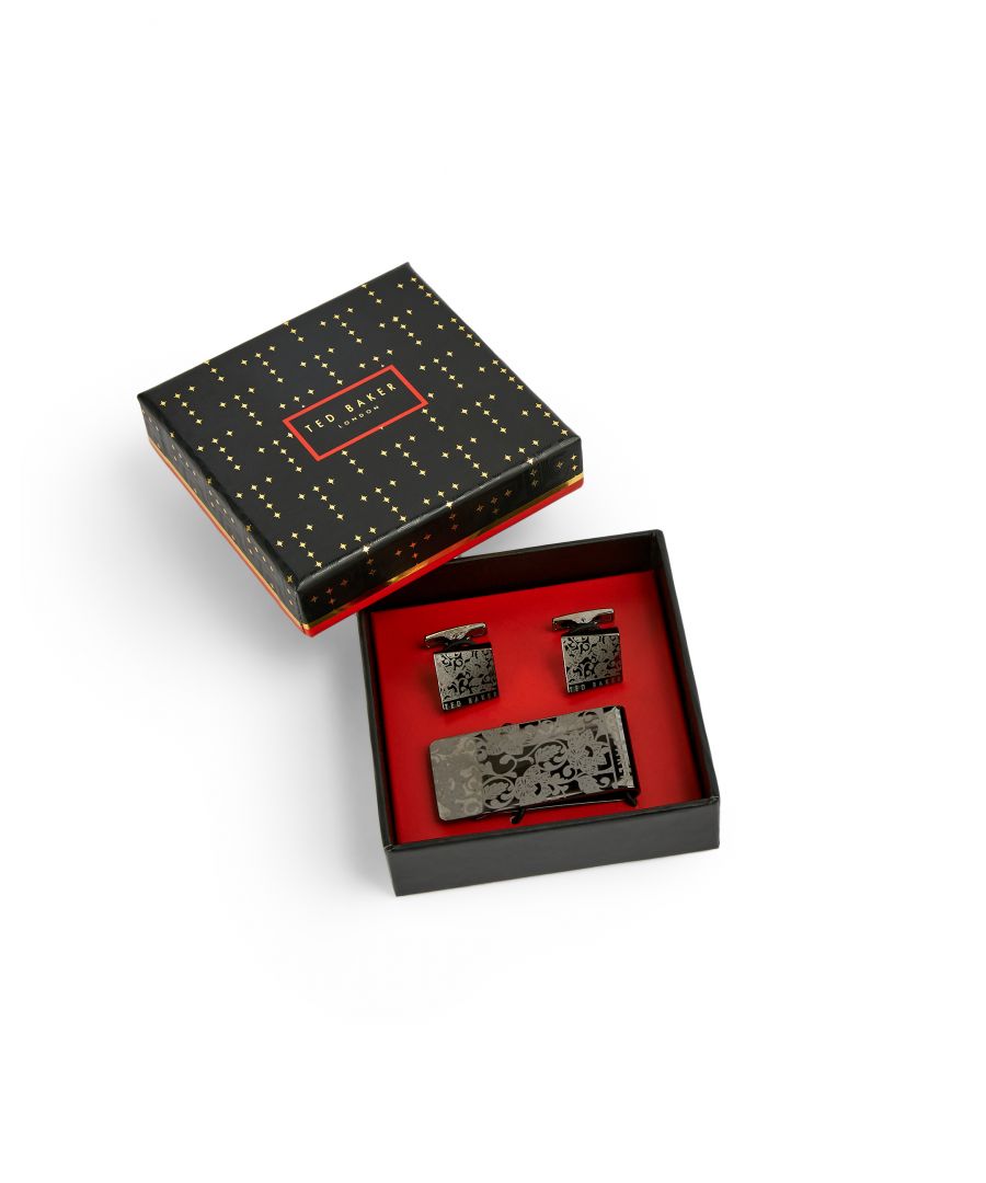 Floral Cufflink And Money Clip Gift Set