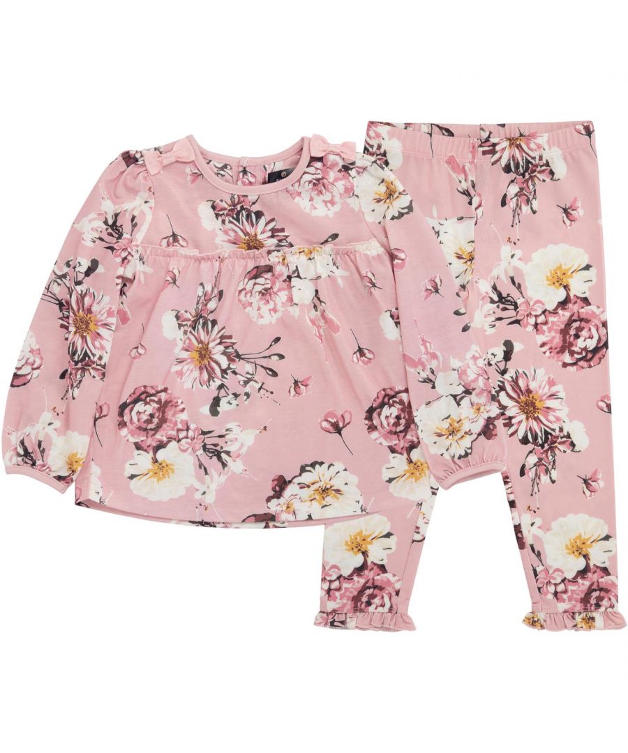 Firetrap Pyjama Set Infant Girls - This Firetrap Pyjama Set consists of a t shirt and leggings. The top is crafted with long sleeves, a crew neck and frill detailing. The leggings feature an elasticated waistband and frilled hems. Both pieces in this set are an all over print design and are complete with Firetrap branding.
