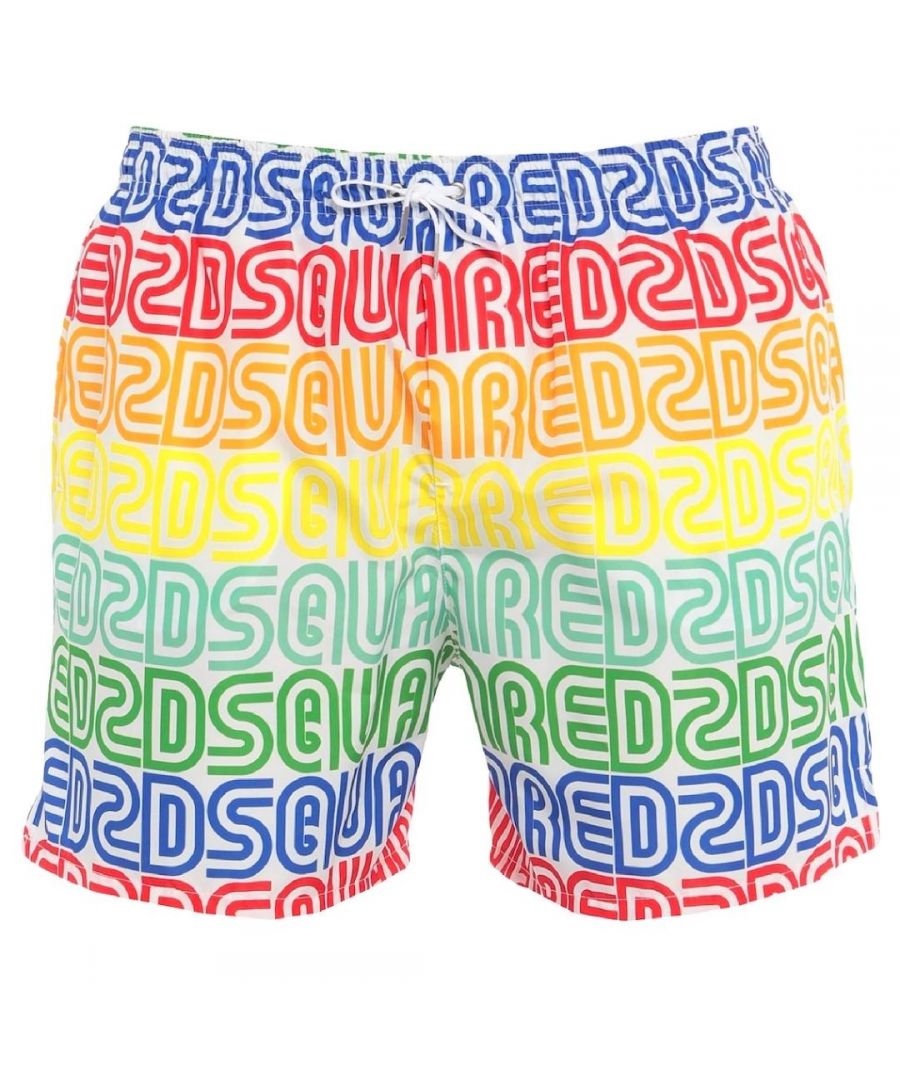 Dsquared2 Multicolour Logo White Swim Shorts
