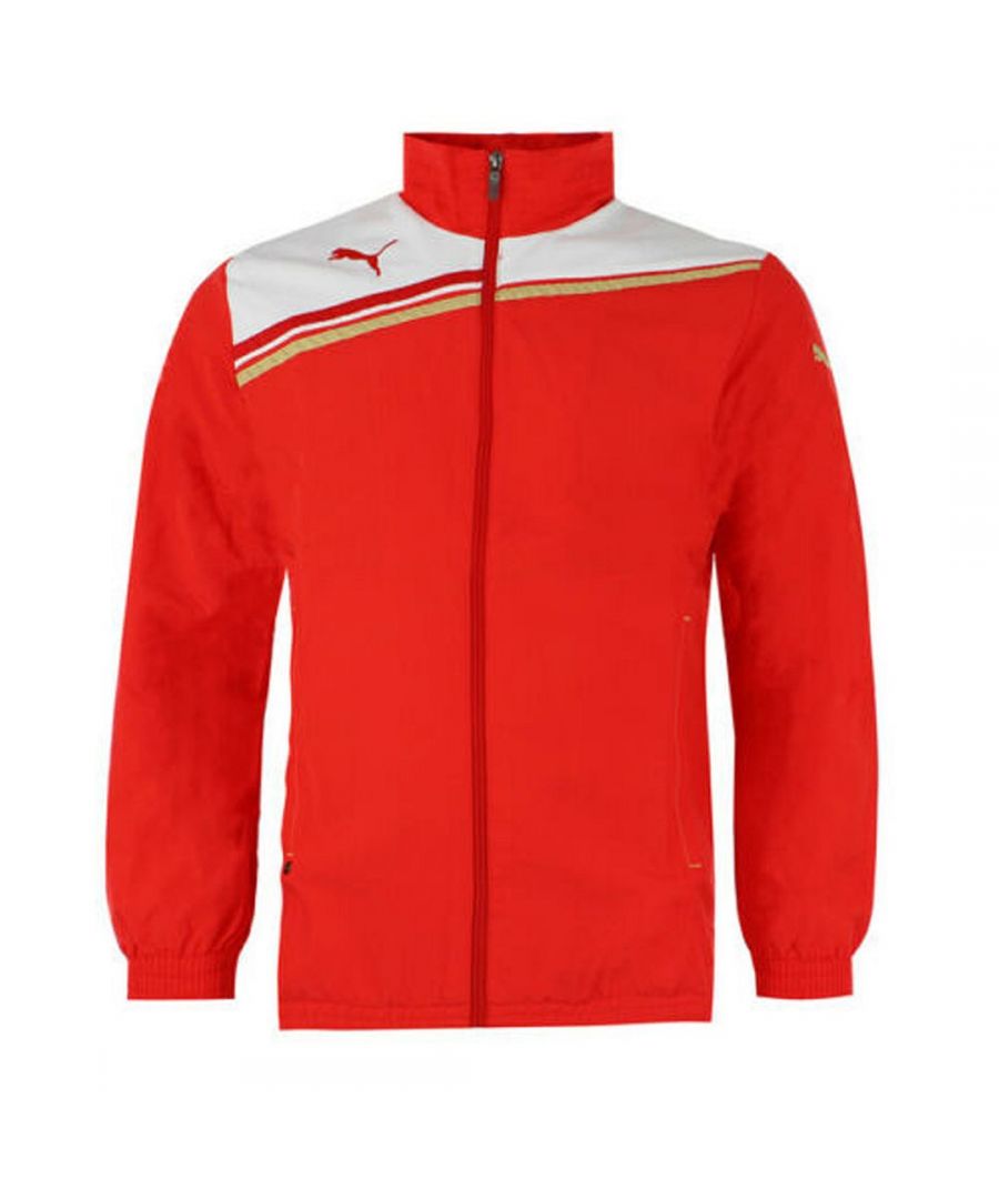 Puma King Long Sleeve Zip Up Red White Mens Track Jacket 652568 01