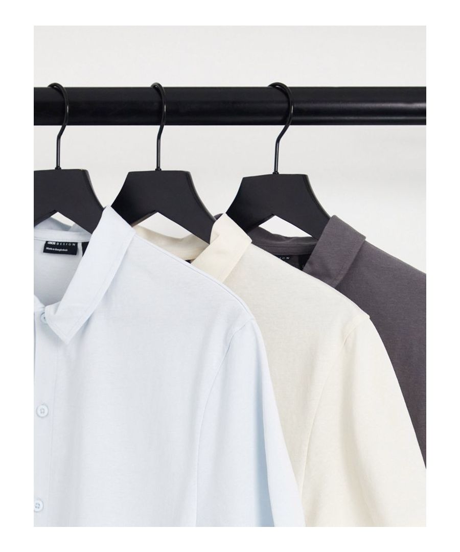 Shirt multipack by ASOS DESIGN Pack of three Spread collar Button placket Short sleeves Regular fit  Sold By: Asos