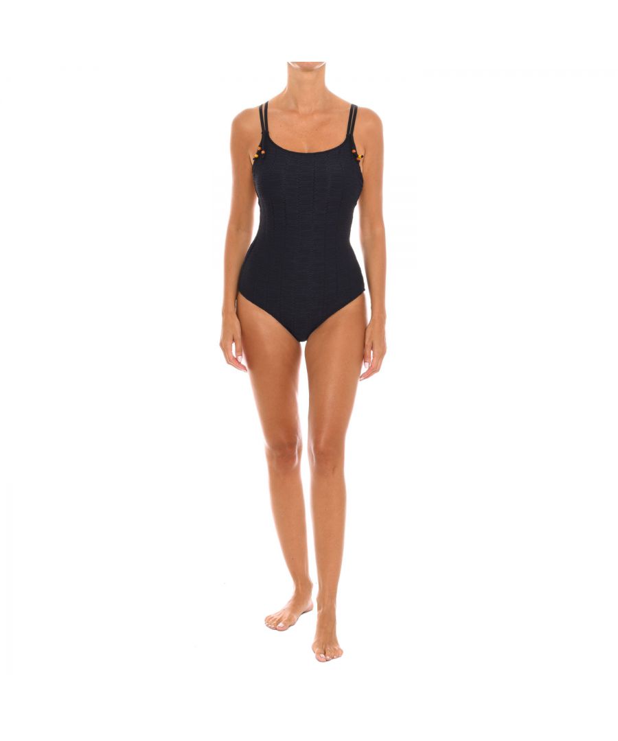 Teleno Womenss round neckline swimsuit EB0216B - Black - Size 38B