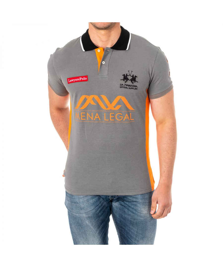 La Martina Mens short-sleeved polo shirt with lapel collar 2MPU36 - Multicolour Cotton - Size Small