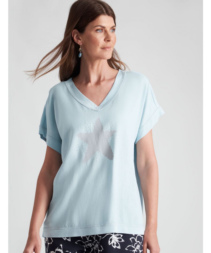 W.Lane Hotfix Star Print Linen TopMaterial:  55% Linen / 45% Viscose